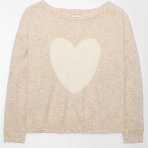 XS American Eagle Beige Heart Sweater - NWT